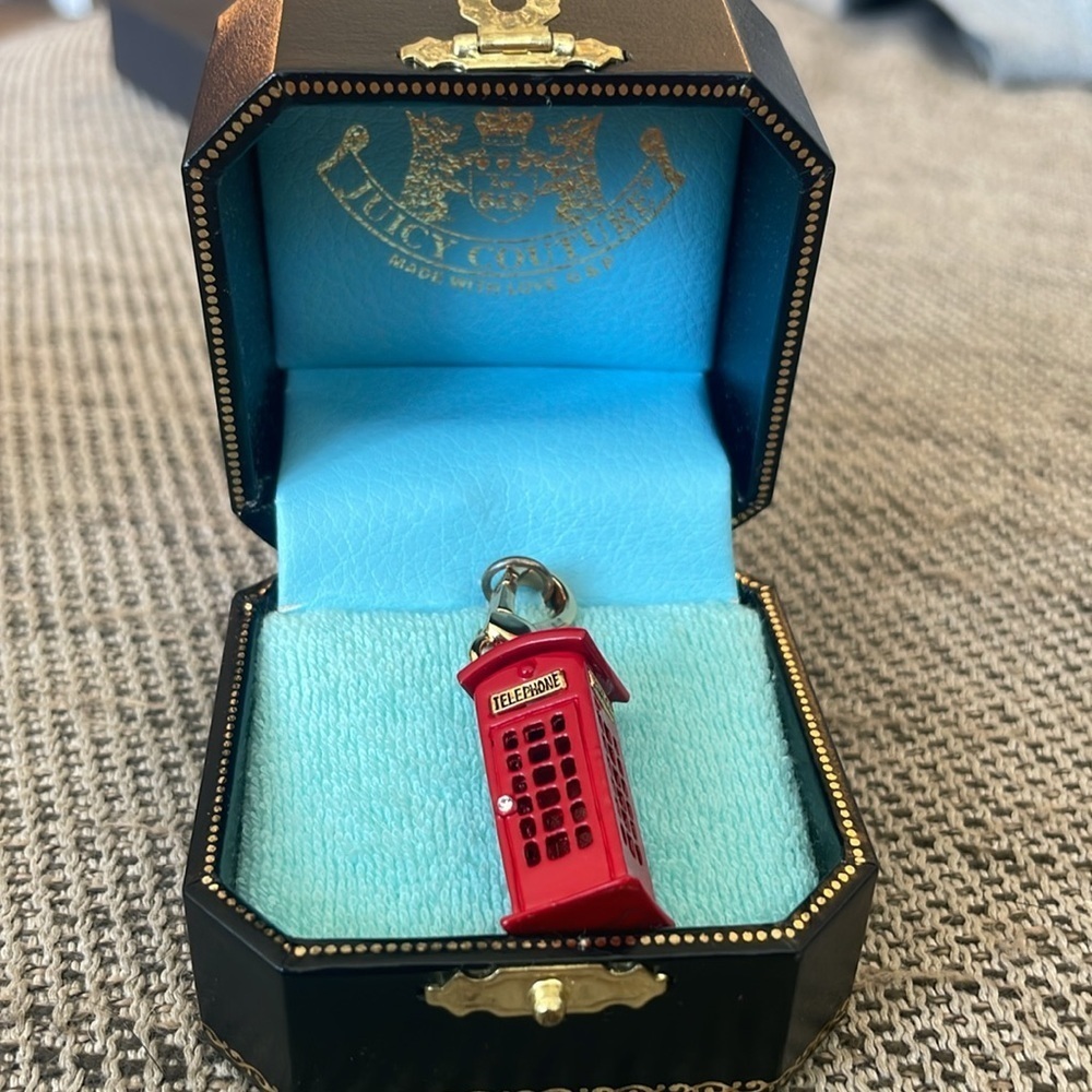 Juicy Couture Red Telephone Booth Charm Gold Tone - Picture 6 of 11